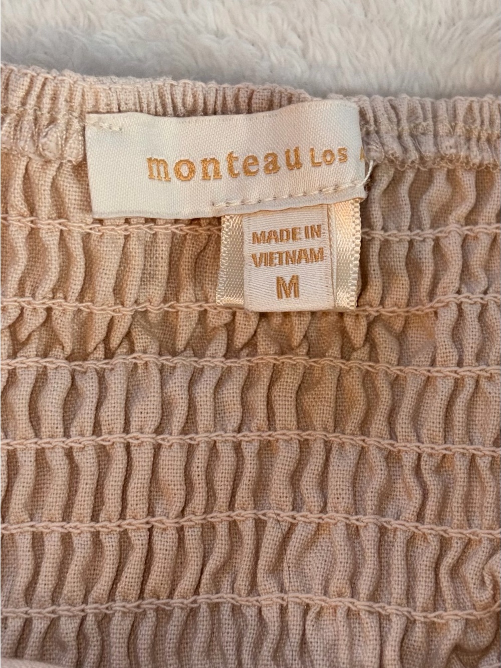 Monteau Strapless Cream Linen Romper sz M - Picture 4 of 9